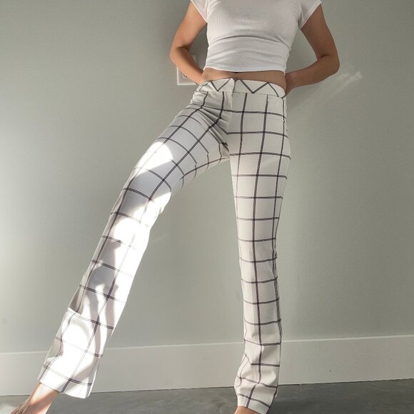 Express White Plaid Columnist Barely Boot Pants - Picture 6 of 8